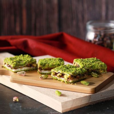 Chocolate-Filled Turkish Delight Wraps with Pistachios Inside and Out